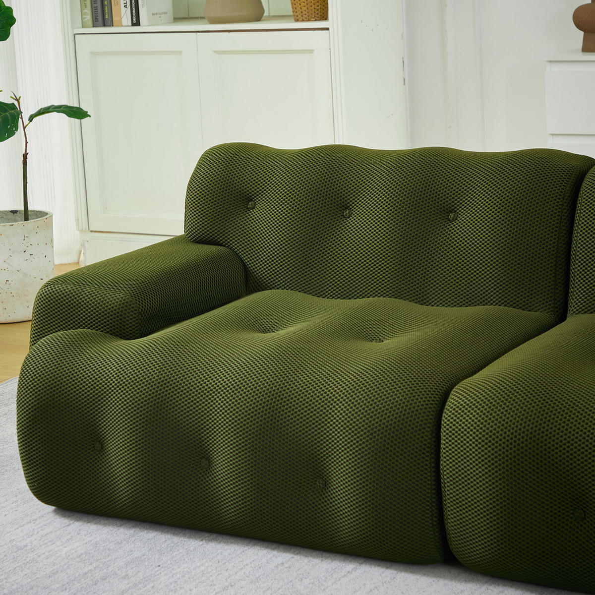 2-SITZER-SOFA 224x104x66cm Geschwungenes Design Vormontiert - Grün, Textil (104/66/224cm) - Raelunyi