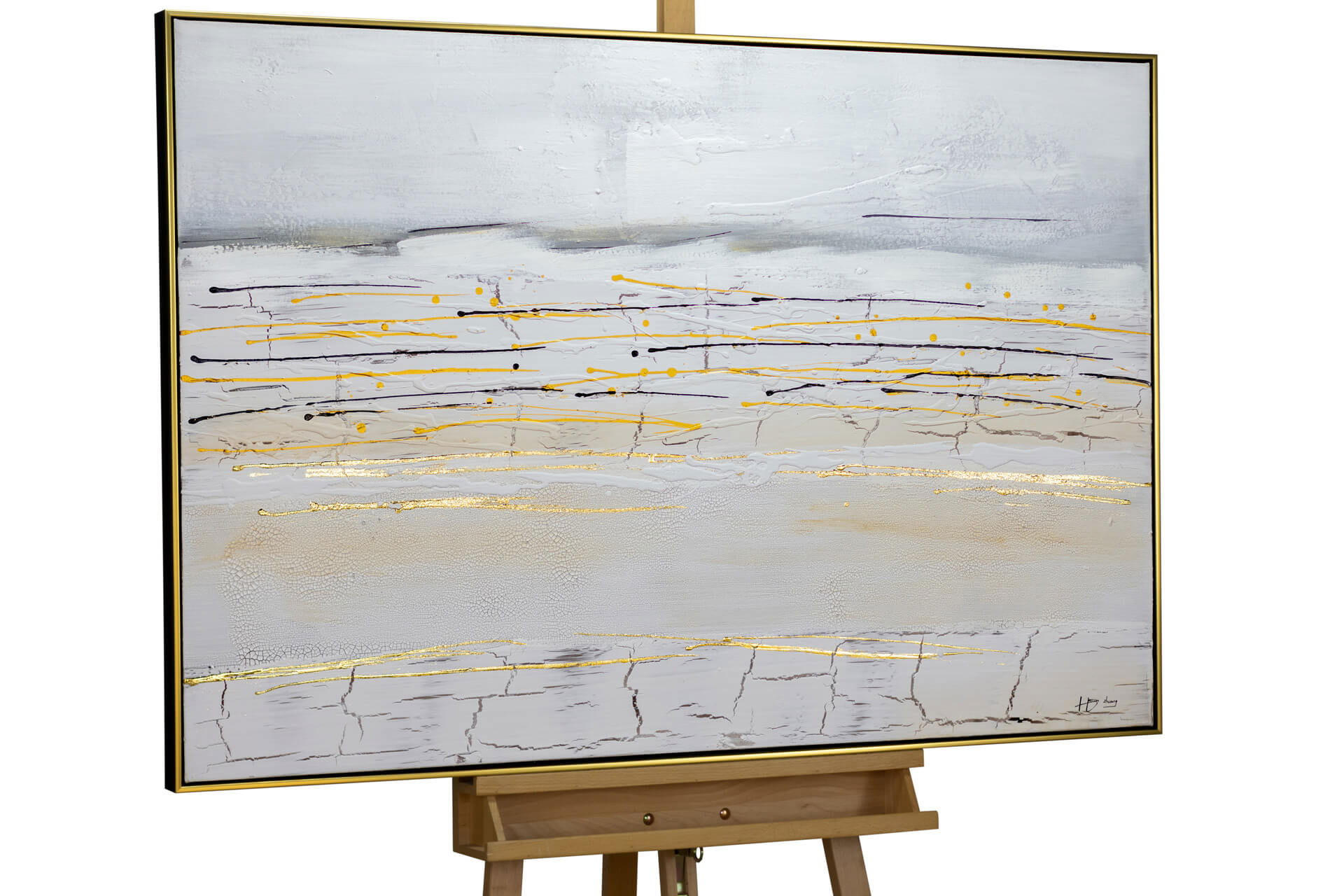 KUNSTLOFT RUČNĚ MALOVANÝ AKRYLOVÝ OBRAZ ŠEDÝ, 123/83 CM