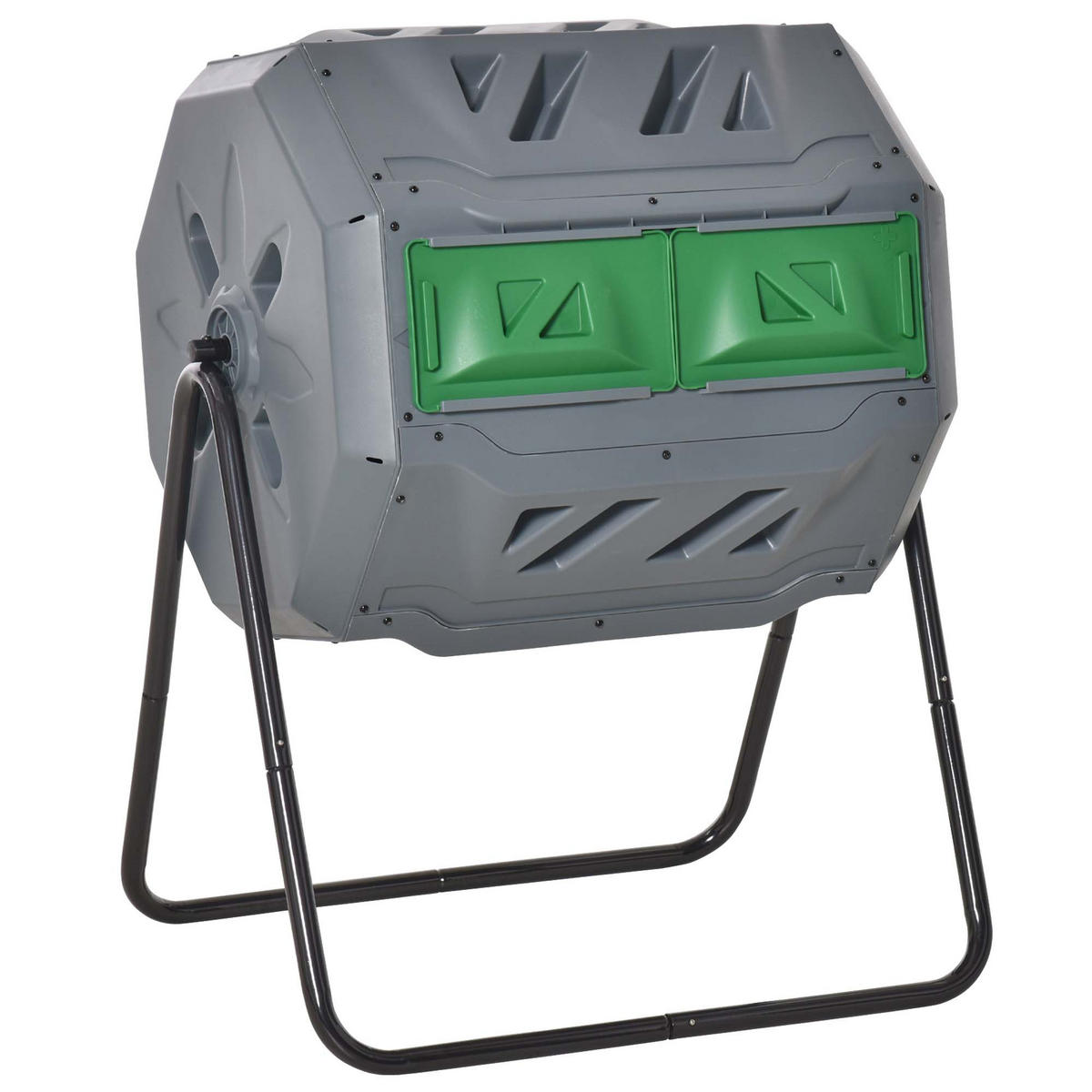 KOMPOSTBEHÄLTER DE-10334 160 L drehbar mit 2 Kammern Grau - Grau, Metall (64/96/71cm) - ComfortXL