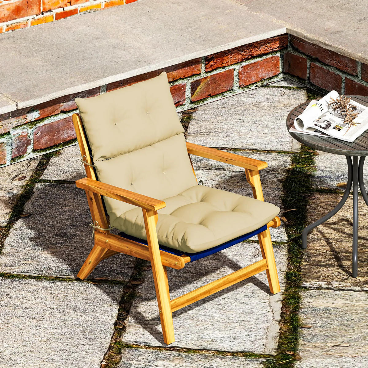 SESSELAUFLAGEN aus Polyester 115x56x10 cm in Beige mit Befestigungsbändern - Beige, Textil (56/10/115cm) - Modfu