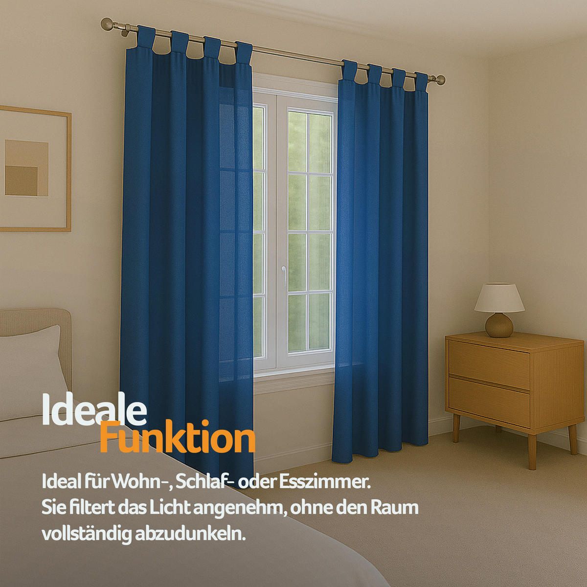 SCHLAUFENSCHAL blickdicht 140x175 cm Blau 2er-Pack - Blau, Textil (140/175cm)