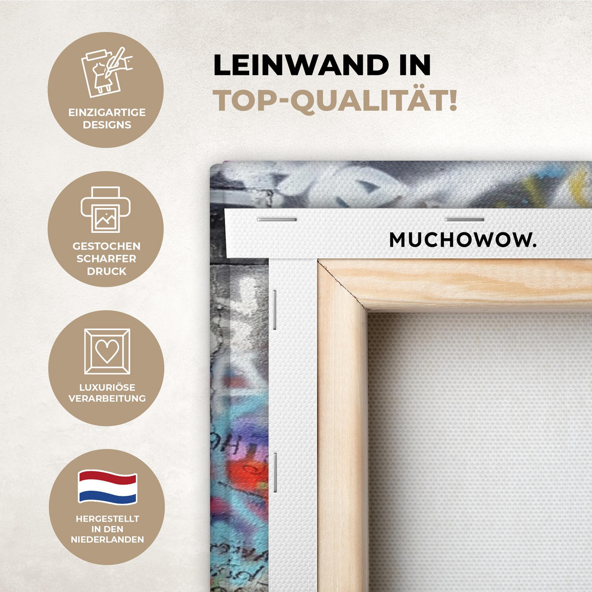 LEINWANDBILD Graffiti - Junge - Ilussie - Straßenkunst Wohnzimmer Groß 120x80 cm - Hellgrau, Textil (120/80cm) - MuchoWow