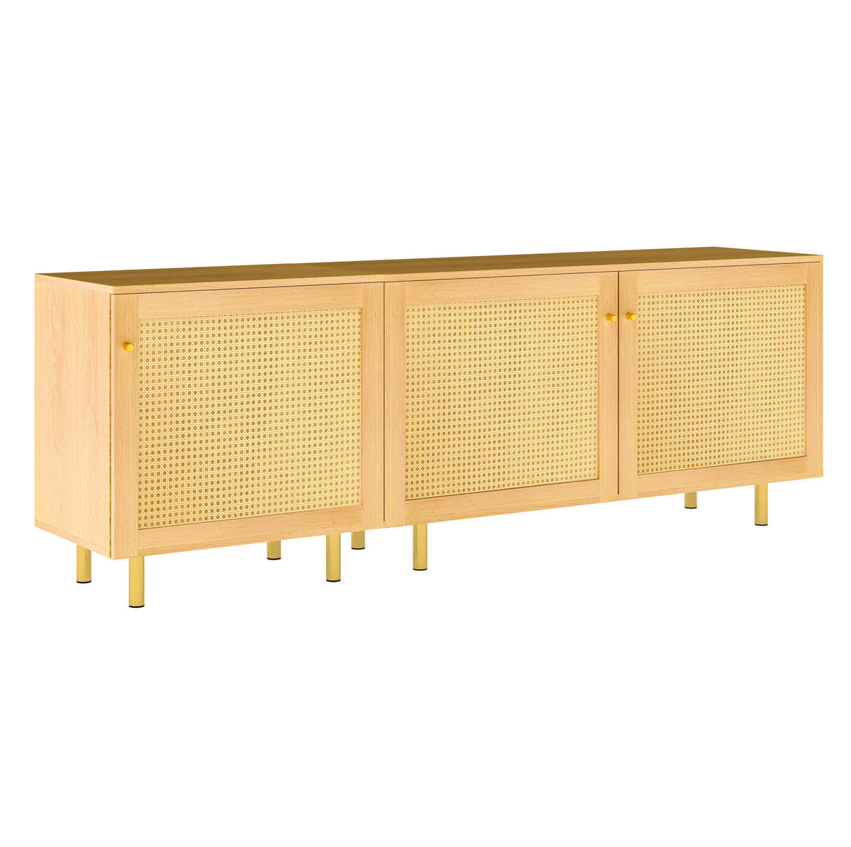 SIDEBOARD 180/40/63 cm aus MDF mit modularem Stauraum und goldfarbenen Griffen, Natur - Naturfarben, Holzwerkstoff (180/63/40cm) - Redom