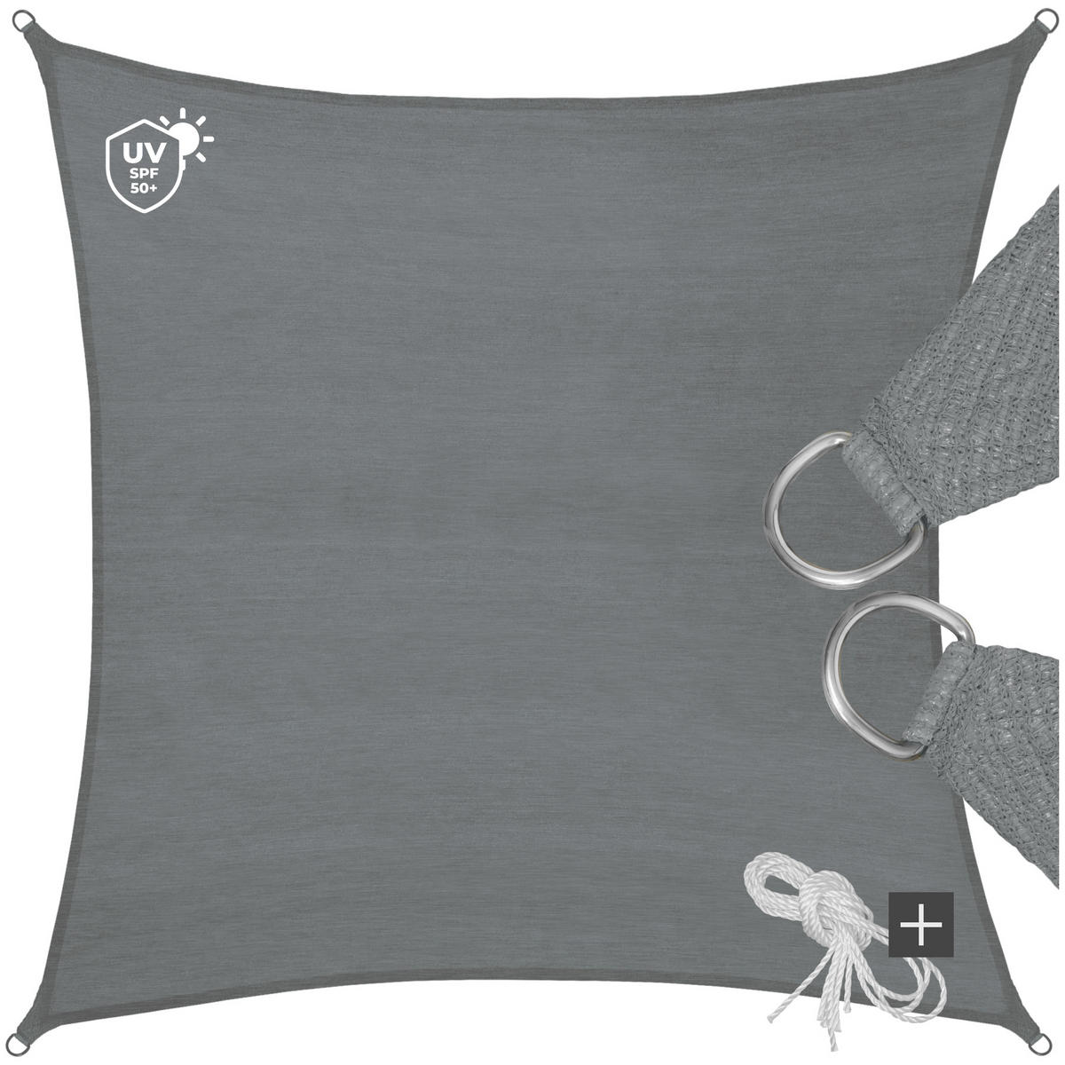 SONNENSEGEL ,inklusive Spannseile,grau - Grau, Kunststoff (400/400cm) - tectake