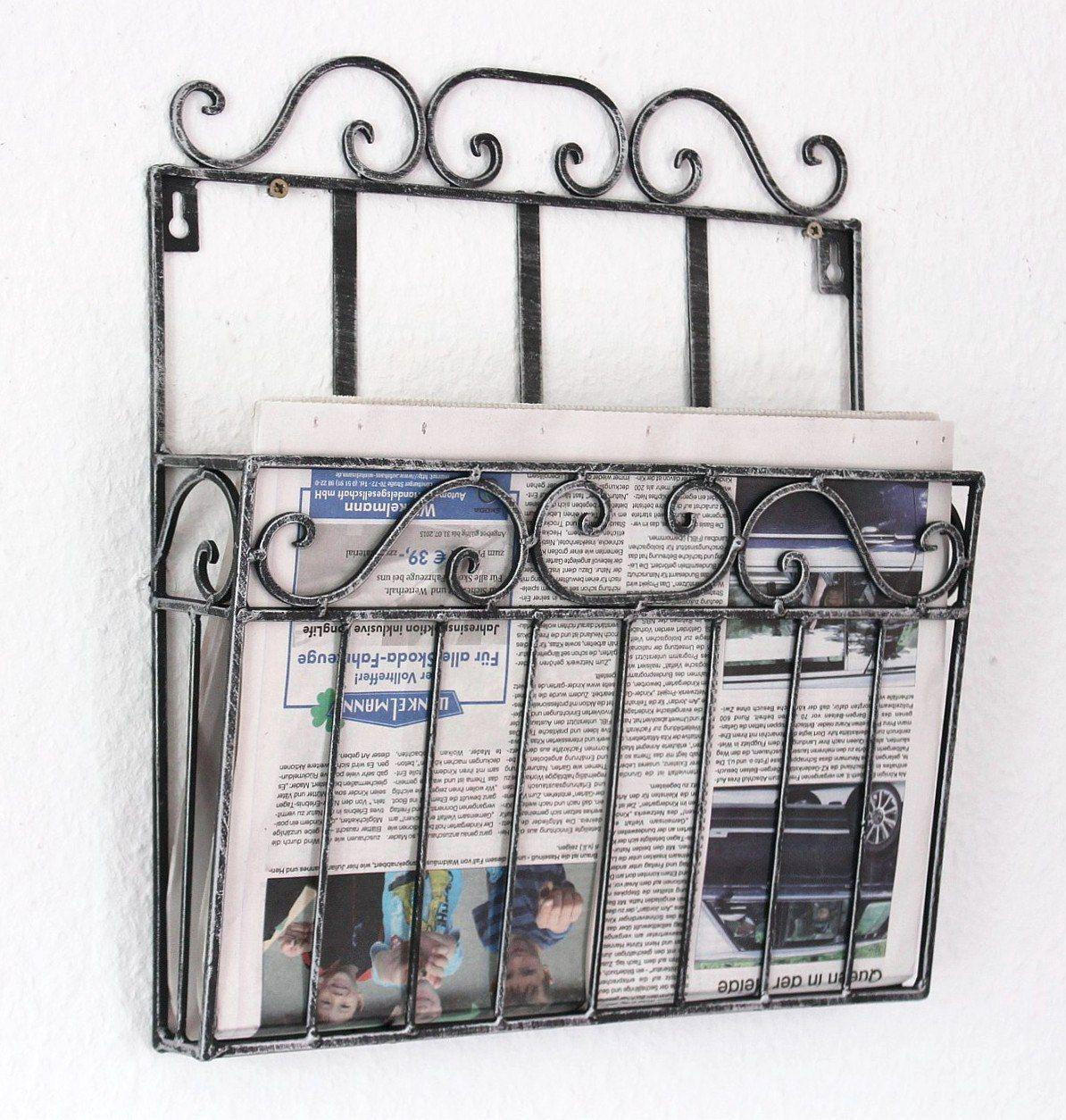 WANDREGAL Metall Zeitungsständer Schwarz 38 cm 9913 - Anthrazit, Metall (33/38/8cm) - DanDiBo