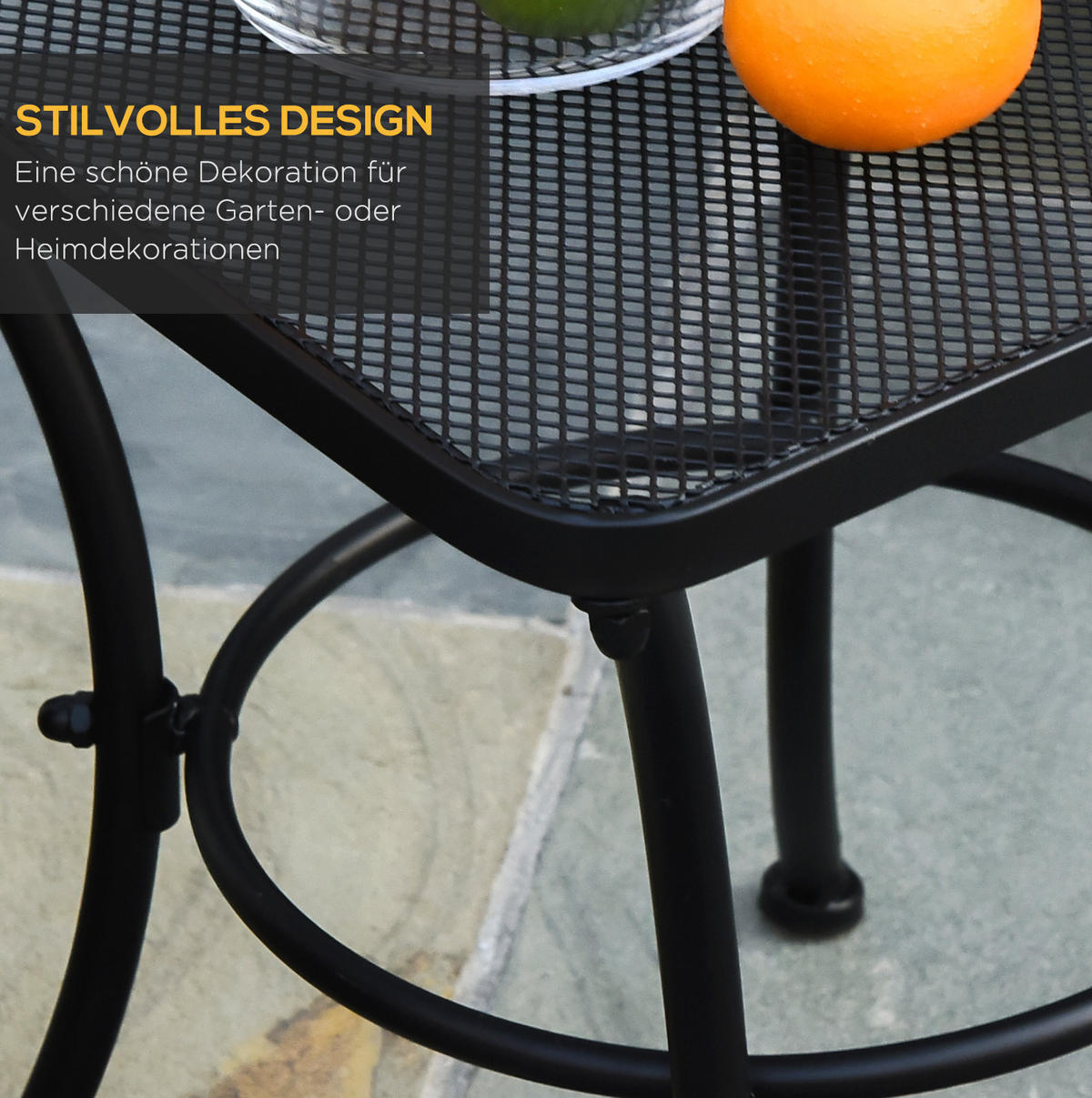 BEISTELLTISCH 45/50/45 cm Schwarz aus Metall mit Mesh-Tischplatte - Weiß, Metall (45/45/50cm) - OKMYHOME
