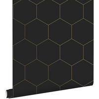 TAPETE Wabenmuster 53 cm x 10.05 m - Schwarz, Papier (53/1000cm) - ESTAhome