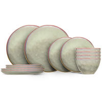 COSY & Trendy Geschirrset Trentino 12-teilig / 4 Personen - 4 Speiseteller, 4 Frühstücksteller und 4 Suppenschalen - Grün, Keramik (2/2/1cm) - Cosy & Trendy