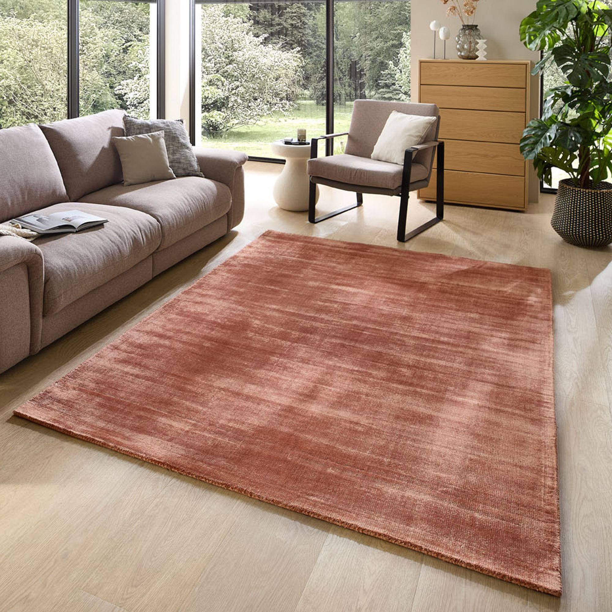 VISKOSETEPPICH Star 120x180 cm - Kupferfarben, Textil (120/180cm) - THEKO