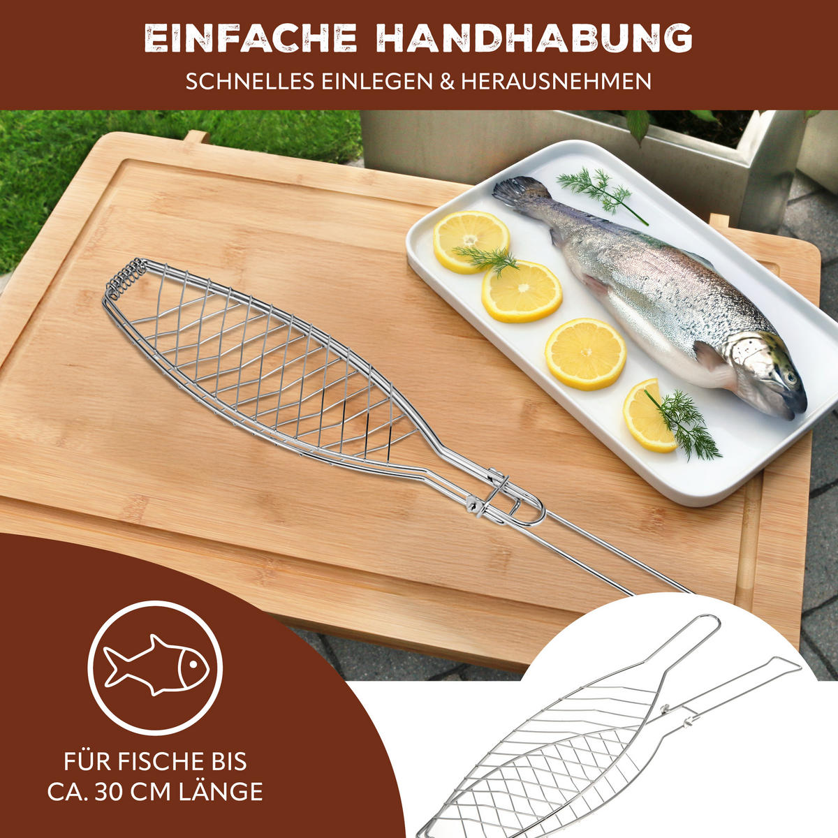 FISCHGRILLER, silber, Edelstahl - Edelstahlfarben, Metall (12.8/30.7/56.7cm) - bremermann