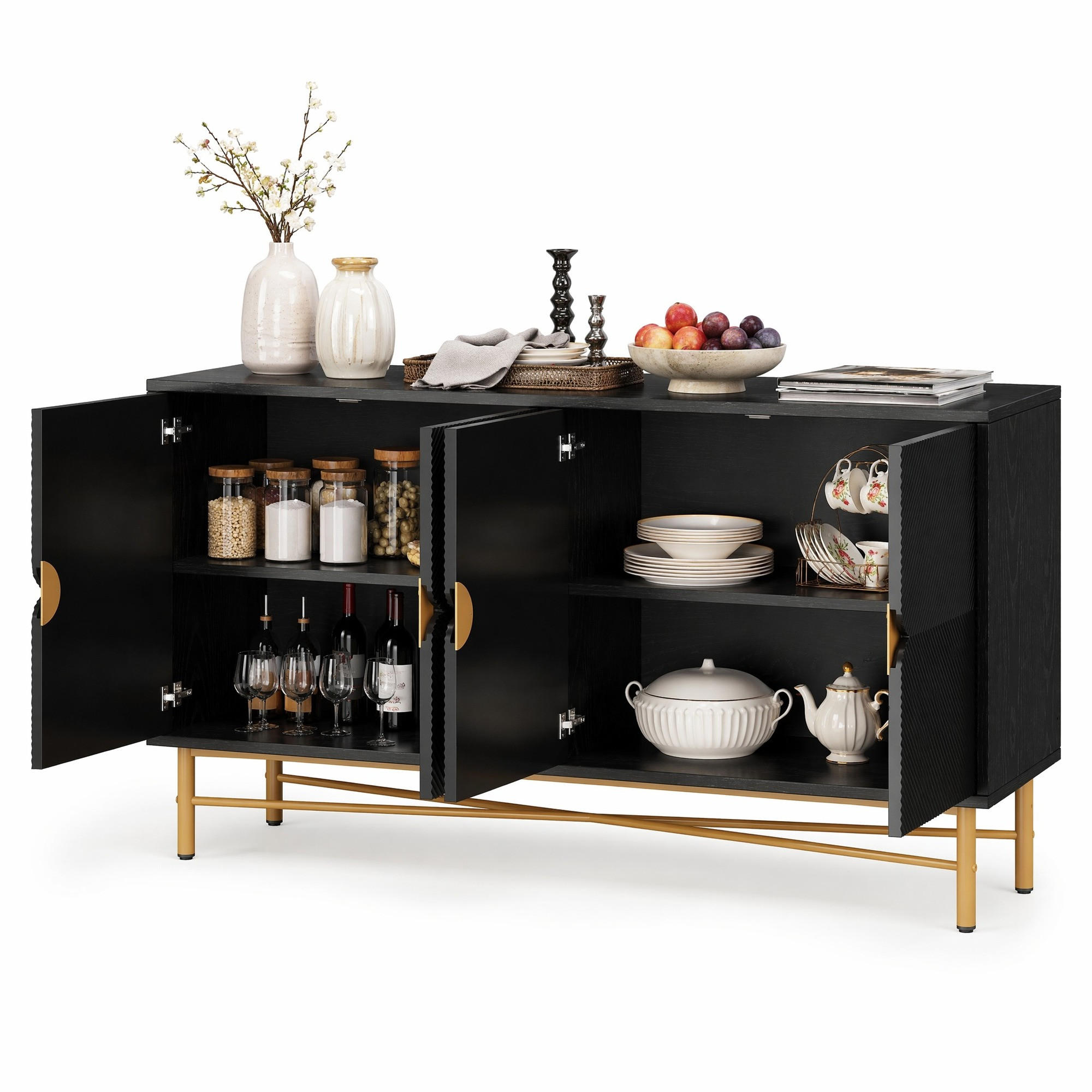 Ivmeu Sideboard Schwarz 40x82x160 cm
