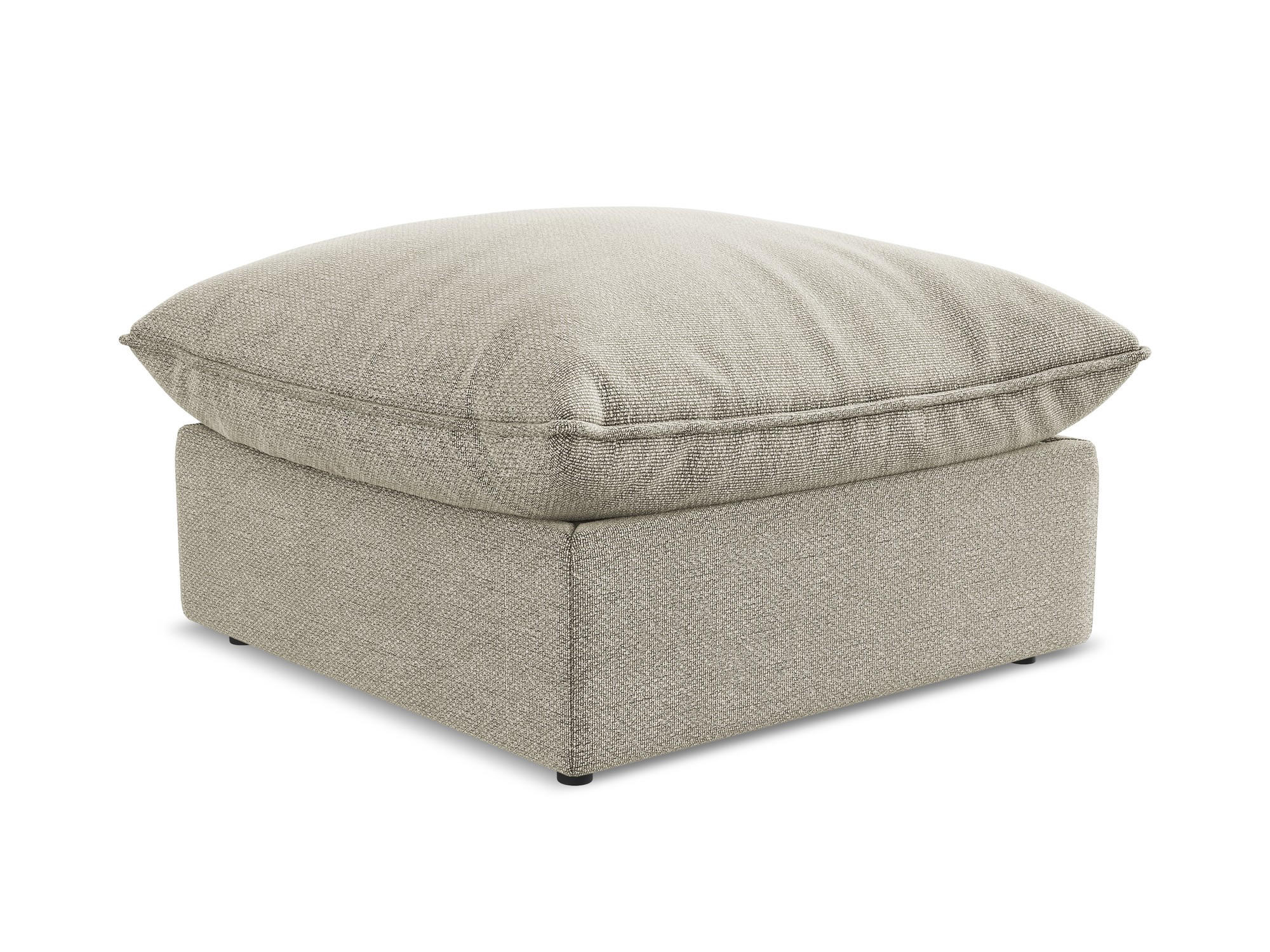 POUF Bouclé Stoff Grau - Taupe/Schwarz, Holzwerkstoff/Kunststoff (75/45/75cm) - Makamii