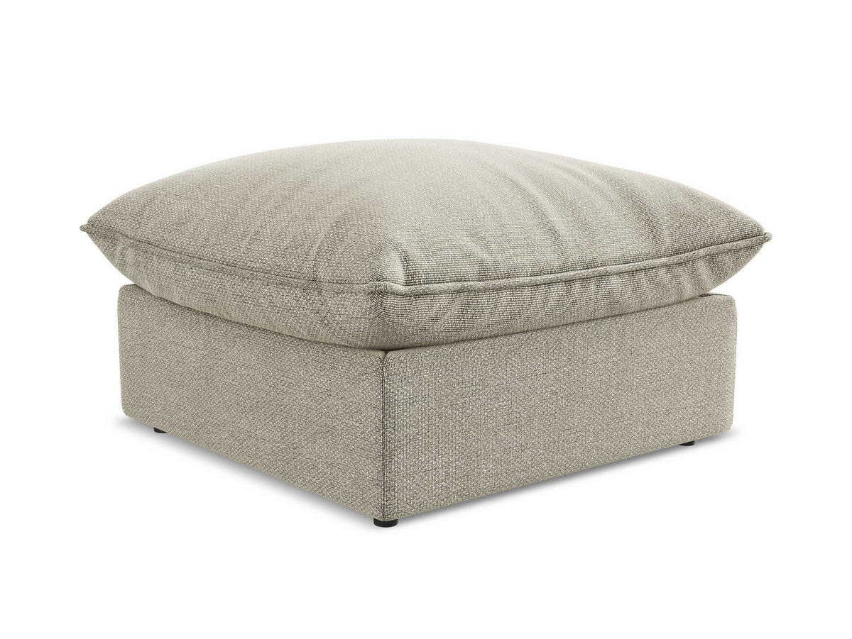 POUF Bouclé Stoff Grau - Taupe/Schwarz, Holzwerkstoff/Kunststoff (75/45/75cm) - Makamii