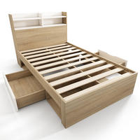 HOLZBETT 90/200 cm DE-00841, in Eiche, 2 Schubladen und Kopfteil-Ablage - Eichefarben, Holz (90/200cm) - ComfortXL