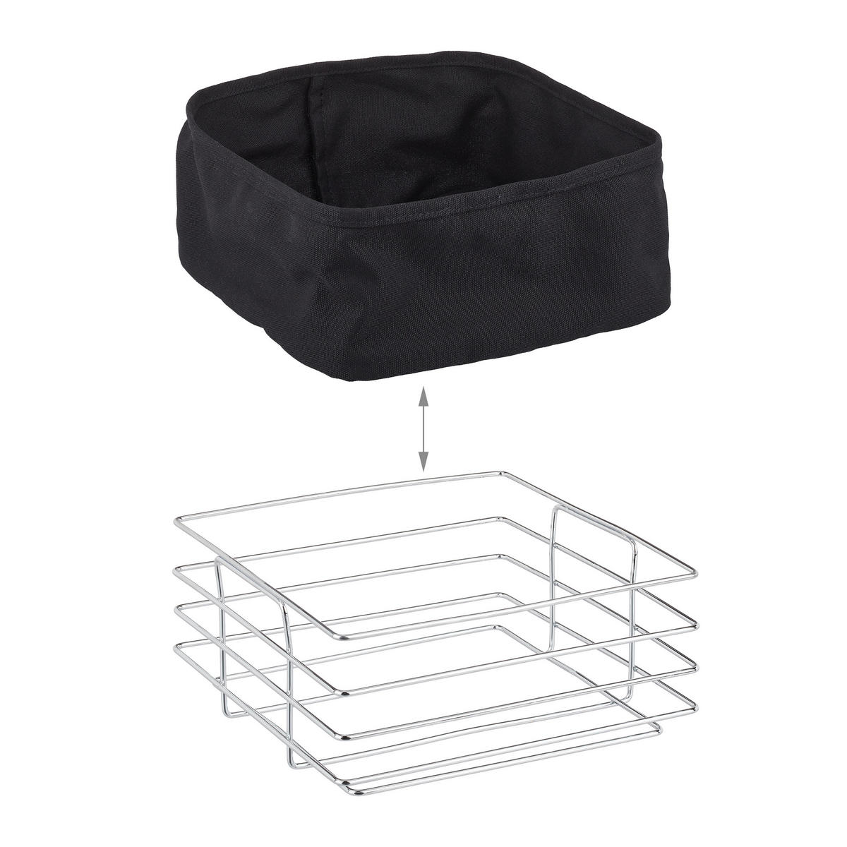 BROTKORB - Schwarz, Textil/Metall (23/10.5/23cm) - Relaxdays