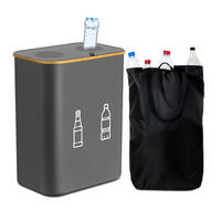 PFANDFLASCHEN-SAMMELBEHÄLTER - Grau, Holz/Kunststoff (57/70/37cm) - Relaxdays