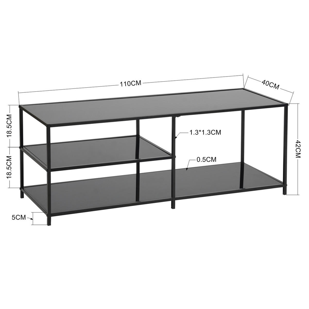 COUCHTISCH rechteckig Glas - Schwarz, Glas/Metall (110/40/42cm) - Urban Meuble