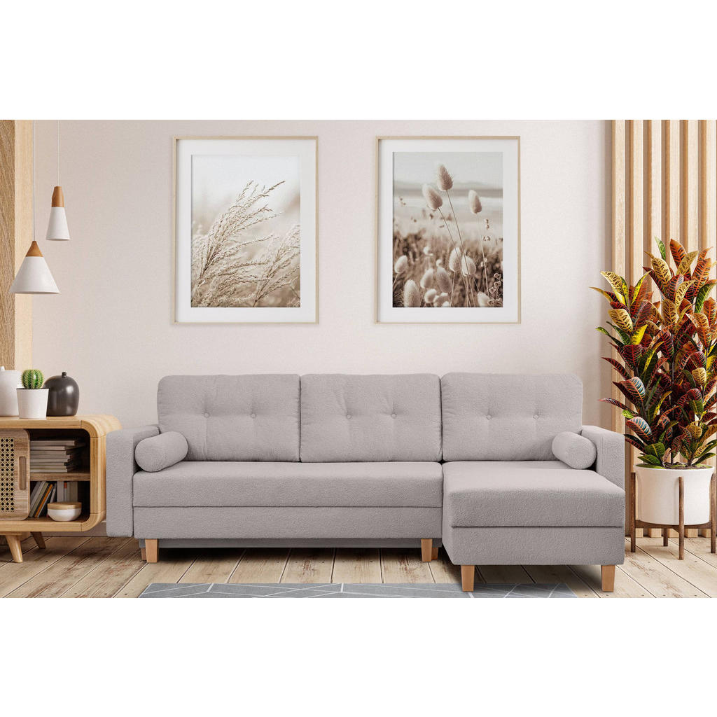 Thumbnail - Konsimo® Eckschlafsofa, Grau, Hellgrau, Textil, L-Form,L-Form, 240x183 cm, Wohnzimmer, Sofas & Couches, Wohnlandschaften...