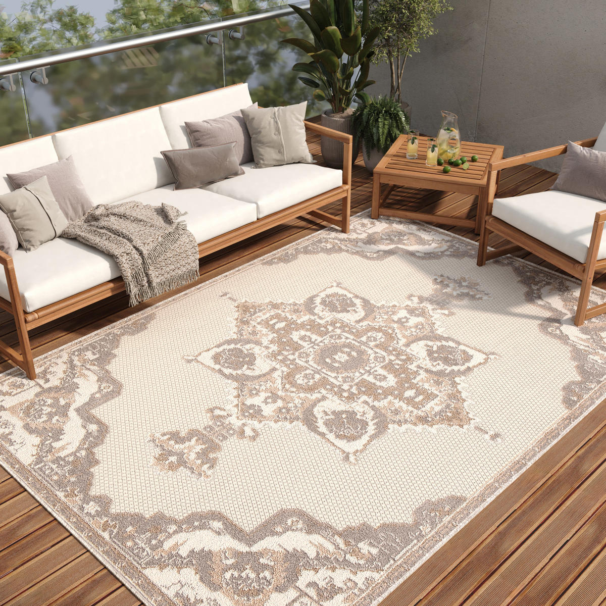 TEPPICH PATIO Creme 160/220 cm - Creme, Kunststoff (160/220cm) - Tapiso