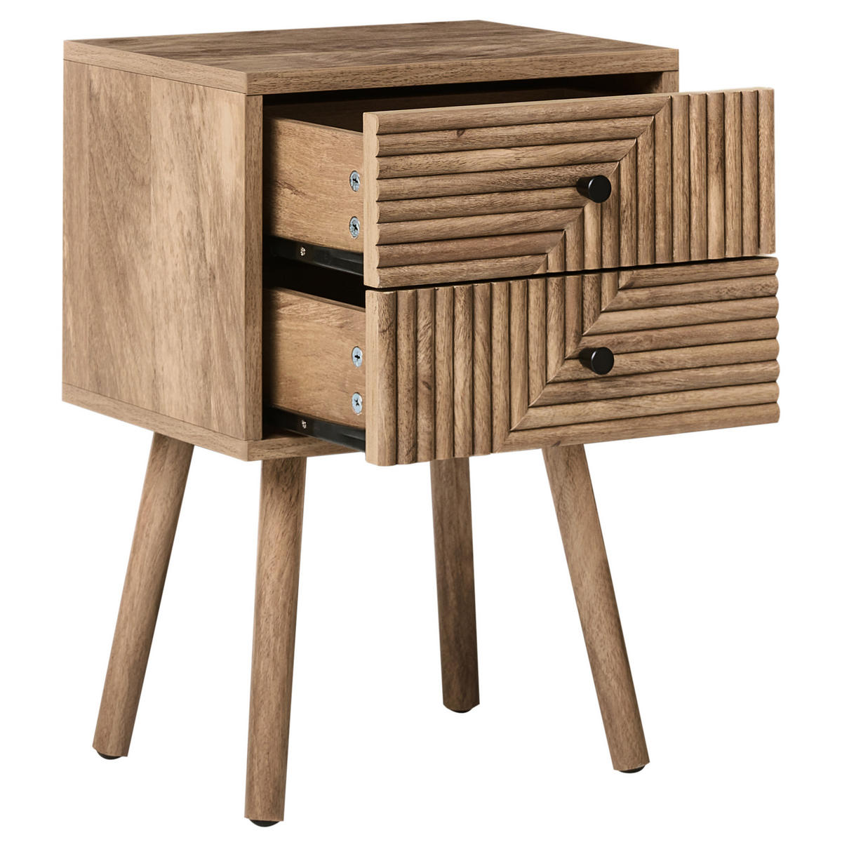 NACHTTISCH mit 2 Schubladen Hellbraun Ronge - Hellbraun, Holzwerkstoff (30/38/55cm) - Beliani