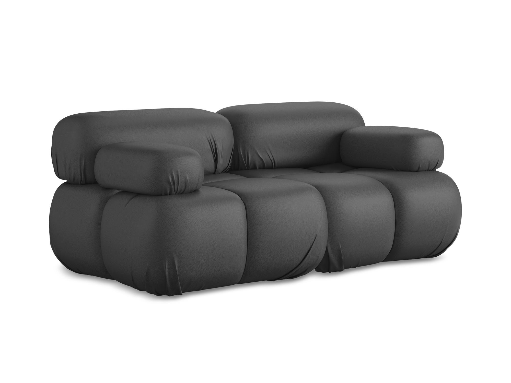 2-SITZER-SOFA Kunstleder Grau - Beige/Schwarz, Leder/Kunststoff (190/70/96cm) - Makamii