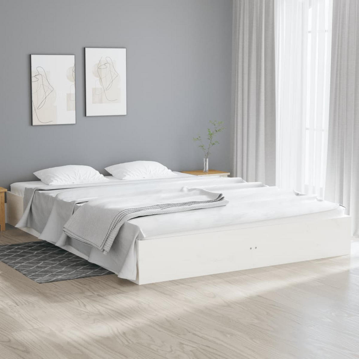 MASSIVHOLZBETT Weiss 160/200 Cm - Weiß, Textil (160/200cm) - vidaXL