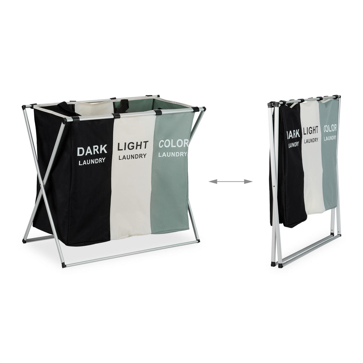 WÄSCHESAMMLER - Multicolor, Kunststoff/Textil (65/60/36.5cm) - Relaxdays