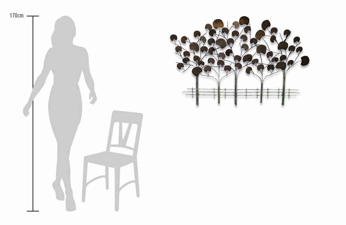 WANDDEKO Braun 113/76 cm - Braun, Metall (3.2/76/5cm) - KUNSTLOFT