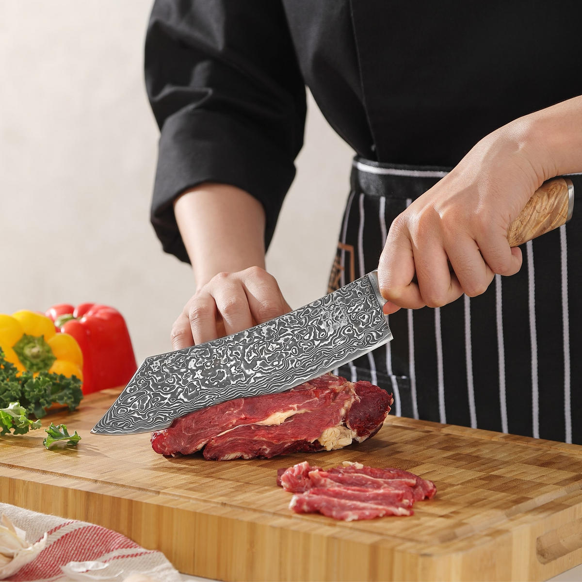 BLOCKMESSER 20 cm - Birkefarben, Holz/Metall (34cm) - Zayiko