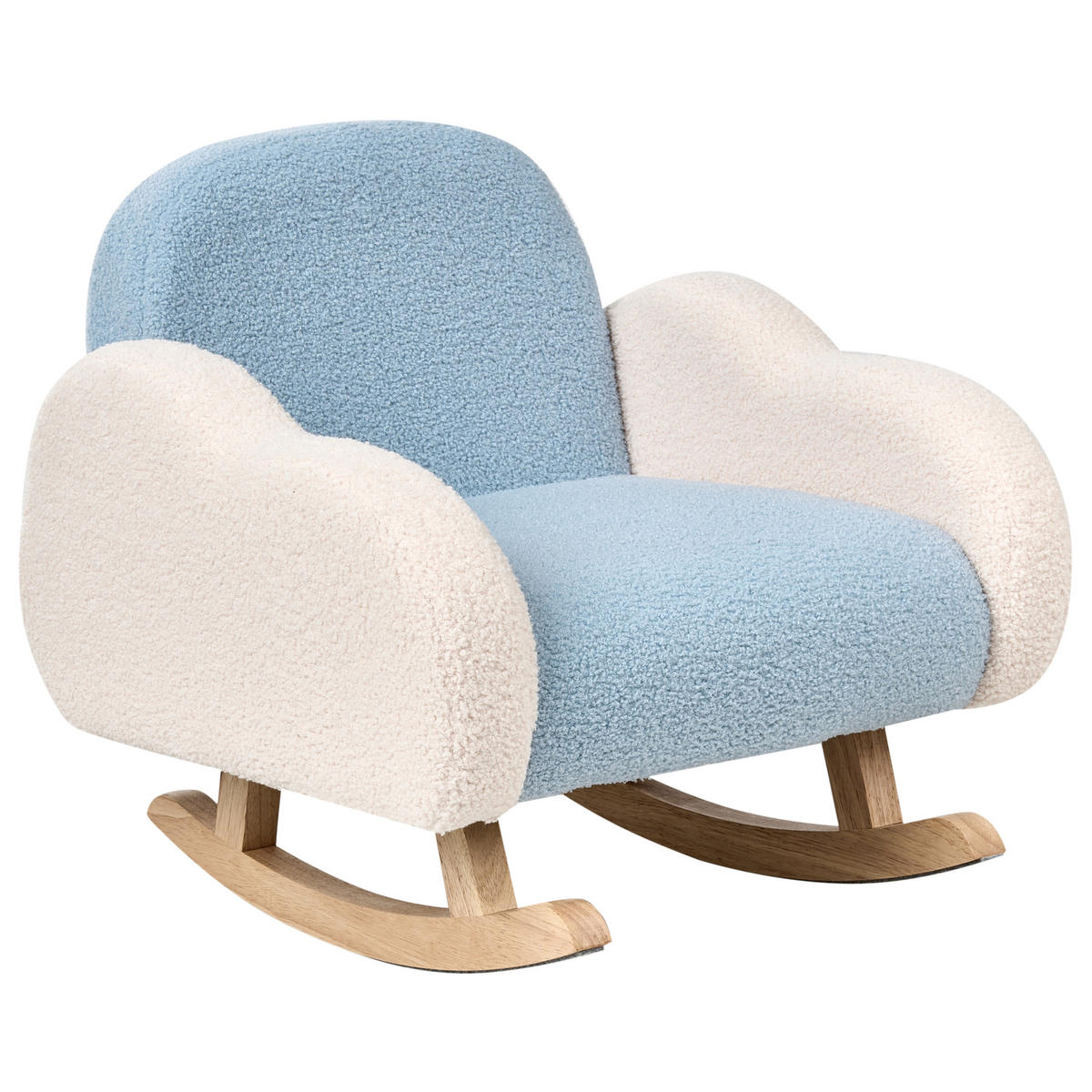 KINDERSCHAUKELSTUHL Cremeweiß Skare - Blau/Braun, Textil (54/52/54cm) - Beliani