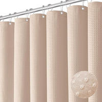 DUSCHVORHANG Rosa Waffelstruktur Polyester wasserdicht schimmelresistent mit Ringen - Pink, Textil (182/182cm) - MCBOSON