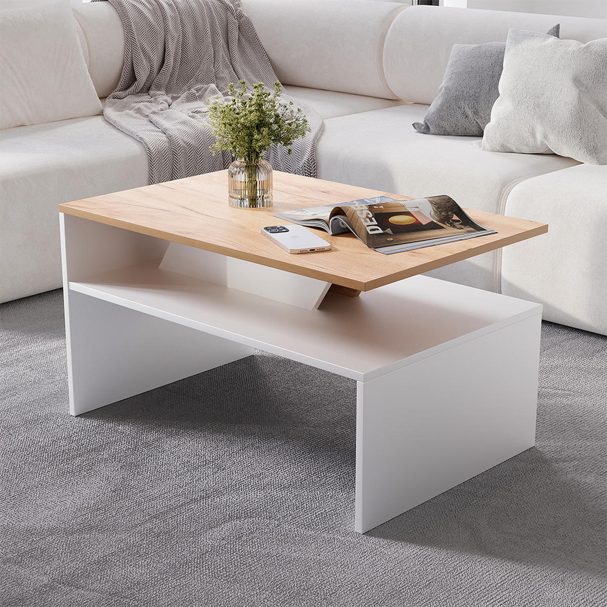 KONFERENČNÍ STŮL Arden Bílá/Artisan - bílá, kompozitní dřevo (52.6/80/45.4cm) - Vicco