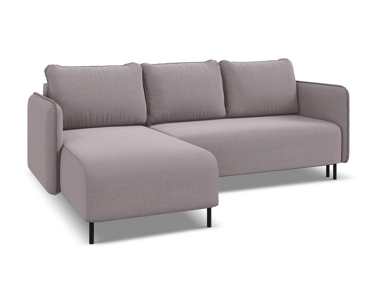 ECKSOFA mit Schlaffunktion Samt Stoff Violett - Lila/Flieder, Holz/Textil (162/236cm) - Makamii