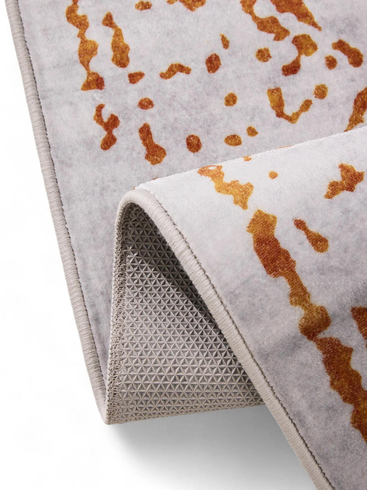 VINTAGE-TEPPICH Miray waschbar 160/230 cm - Orange/Grau, Kunststoff (160/230cm) - benuta Nest