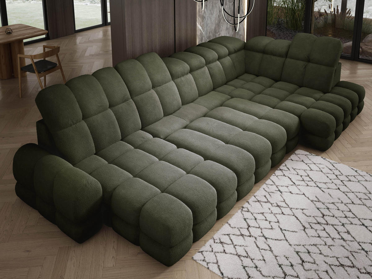 ECKSOFA TOLLO Anthology-stoff U-form 400x217x105 cm grün - Waldgrün, Holz/Textil (217/400cm) - DomoHome
