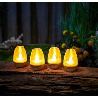LED-AKKU-LOUNGE-LICHTER 4er-Set mit Touchsensor Kabellos für Innen und Außen RGBW Flackereffekt Silber Transparent- - Silberfarben, Kunststoff (5/5/7cm) - Northpoint