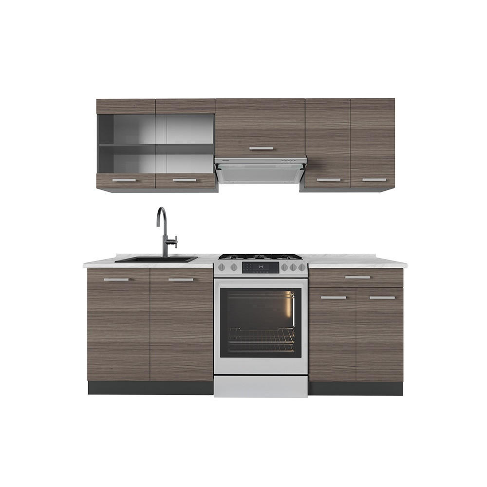 KUHINJSKI BLOK R-Line Plemenita siva/antracitna 200 cm , DP Marmor - siva/antracit, leseni material (200/81.6/60cm) - Vicco