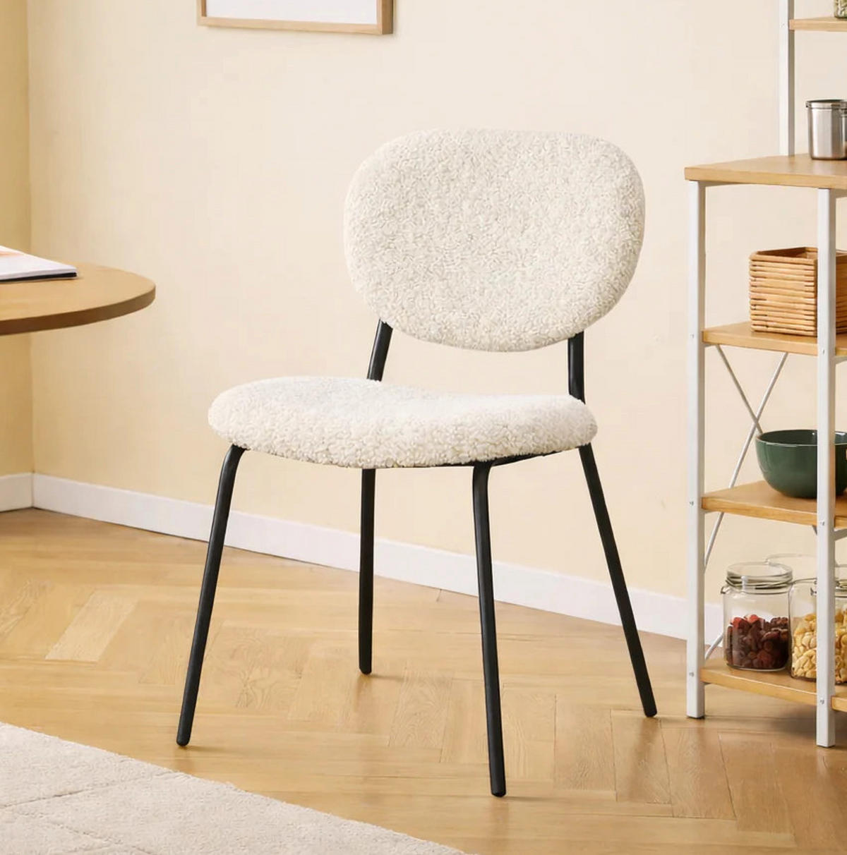 STUHL 2er-Set Wolle Weiß - Weiß, Textil (49/82.5/54.5cm) - Nordlys