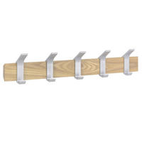 GARDEROBENLEISTE Rin naturfarben 50/10/6 cm mit 5 Haken - Weiß, Holz (6/10/50cm) - Yamazaki