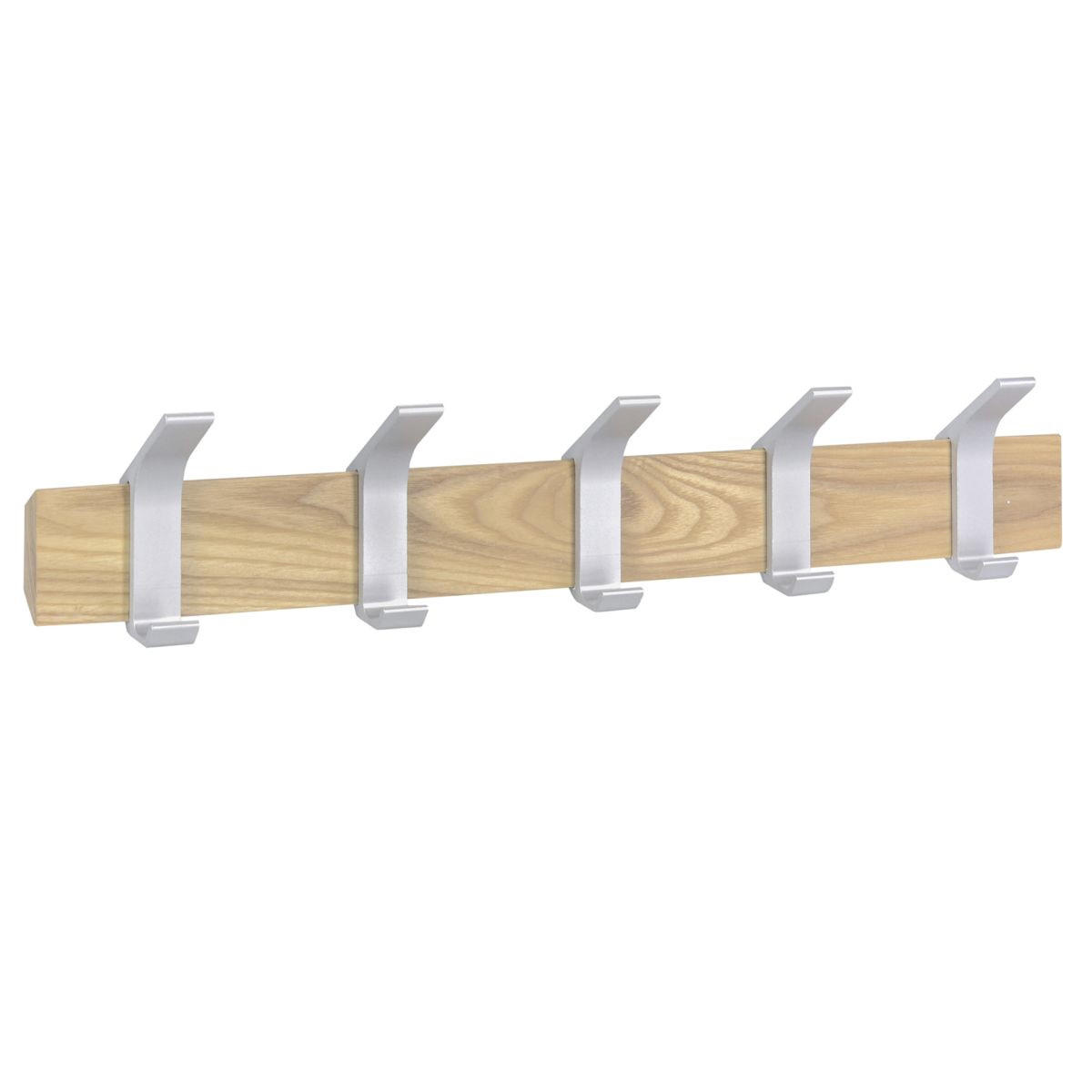 GARDEROBENLEISTE Rin naturfarben 50/10/6 cm mit 5 Haken - Weiß, Holz (6/10/50cm) - Yamazaki
