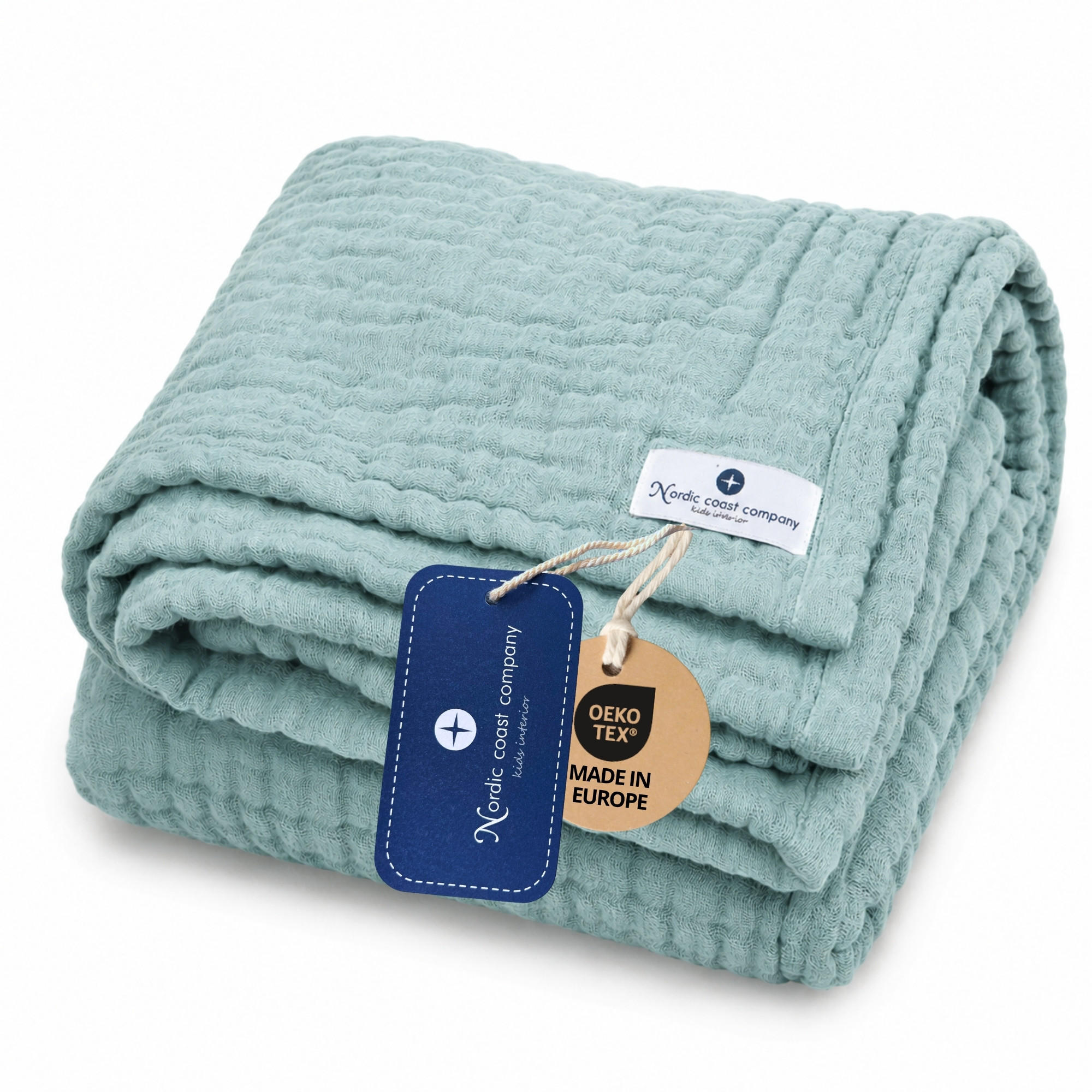 MUSSELINDECKE Babydecke Stilltuch Einschlagdecke Säuglingsdecke Mulltuch ab Geburt - Petrol, Textil (80/80cm) - nordic coast company
