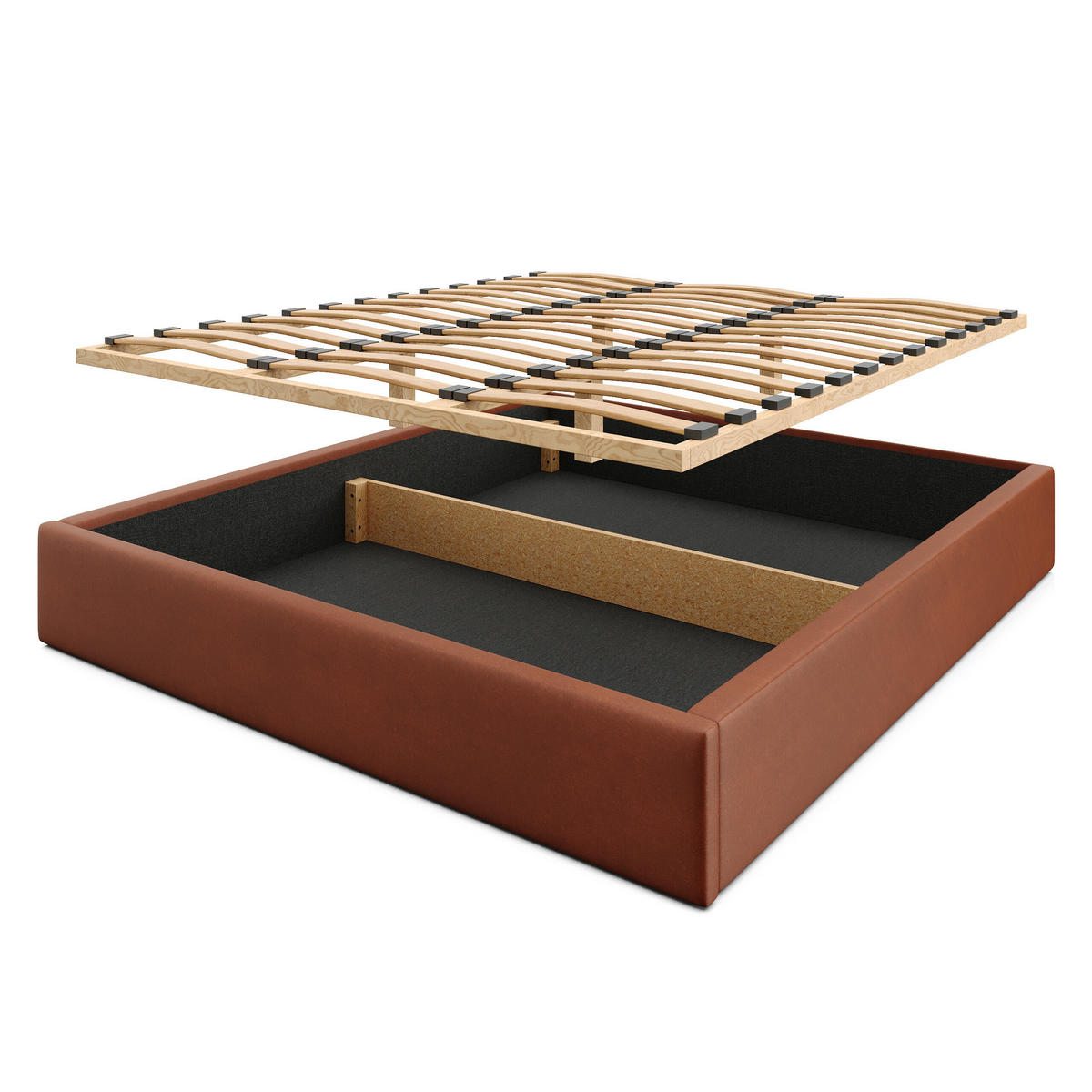 POLSTERBETT 180x200cm Bett mit Stauraum Lattenrost Honigfarbe - Orange/Braun, Holz/Holzwerkstoff (180/200cm) - Muralo