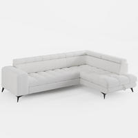 ECKSOFA CANDY CANE Rechts Weiß Bouclé-Stoff mit Schlaffunktion und Bettkasten - Weiß, Textil (264/192cm) - Barchello