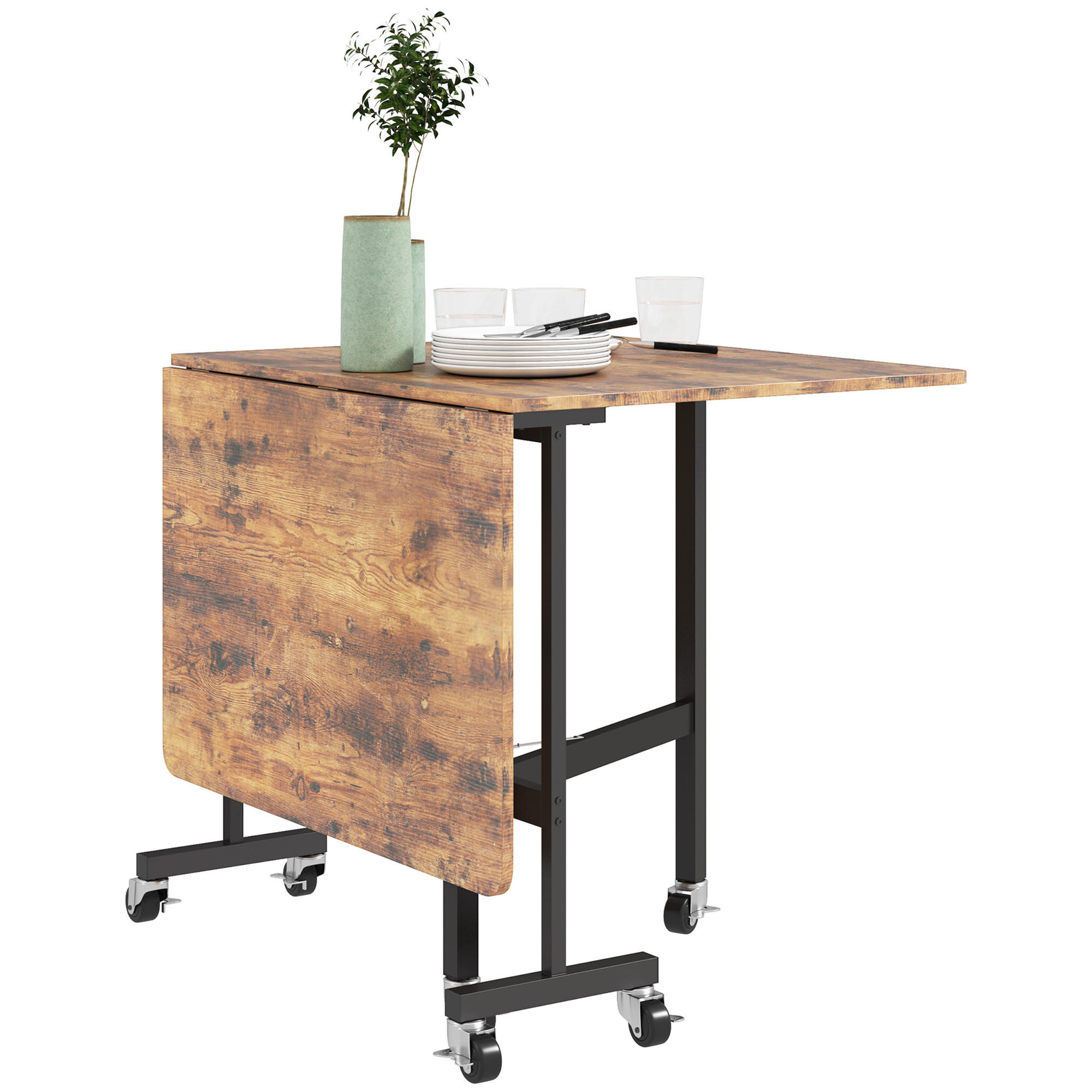 ESSTISCH DE-08453 6 Rollen & Bremsen für 6 Personen Braun - Braun, Holzwerkstoff (120/80/73cm) - ComfortXL