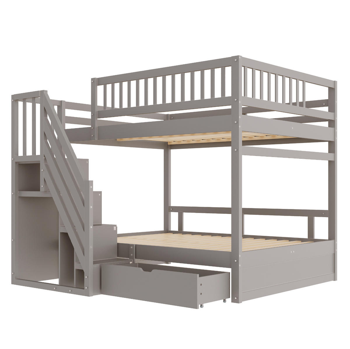 ETAGENBETT mit Stauraum 140x200 cm Grau - Grau, Holzwerkstoff (140/200cm) - Beauniv