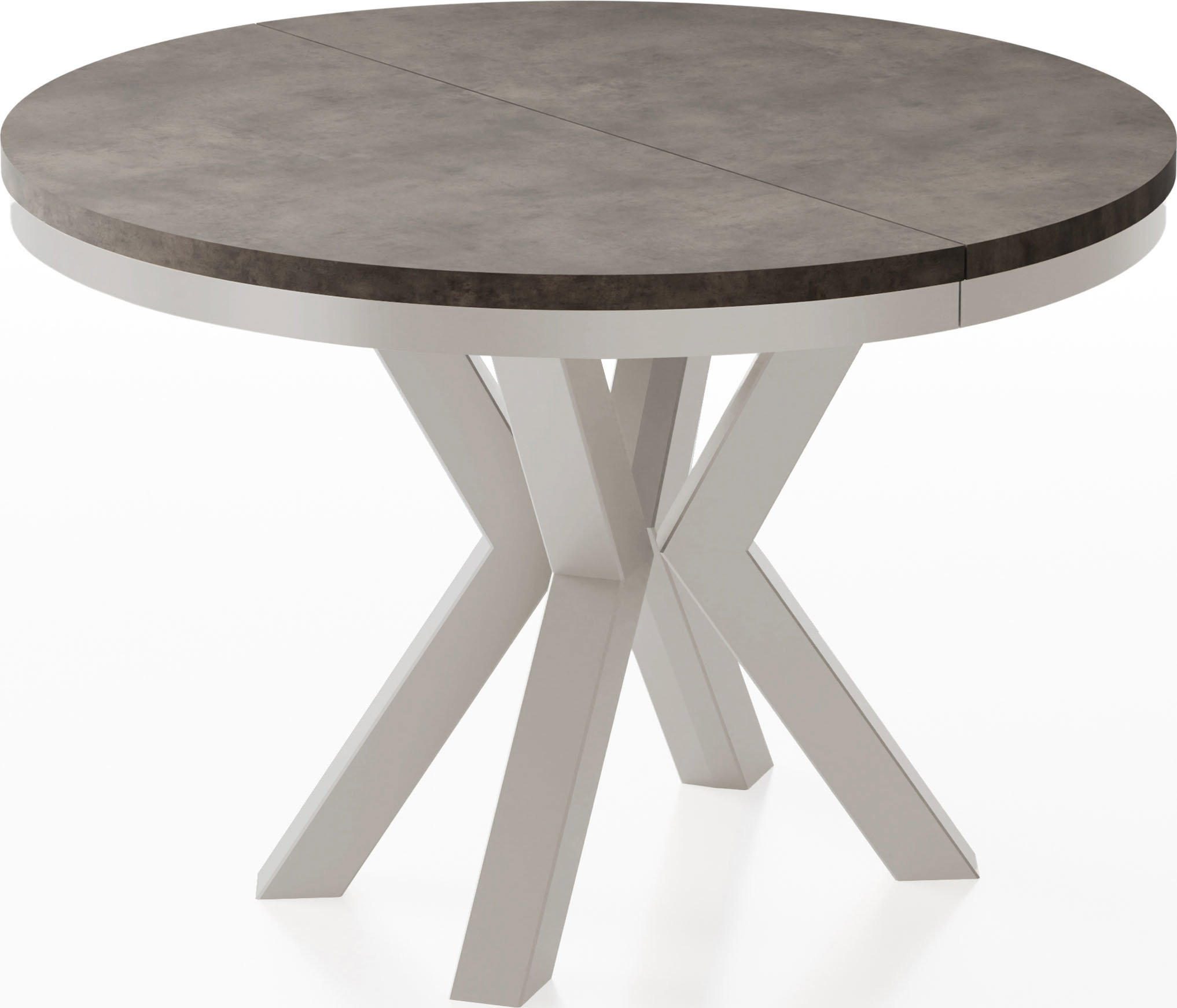 ESSTISCH Clara Grau-Beige runder ausziehbarer, Dunkelgrauer Chicago Beton 120-200/120/76 cm - Dunkelgrau/Grau, Holzwerkstoff/Metall (120/196/76cm) - WFL GROUP