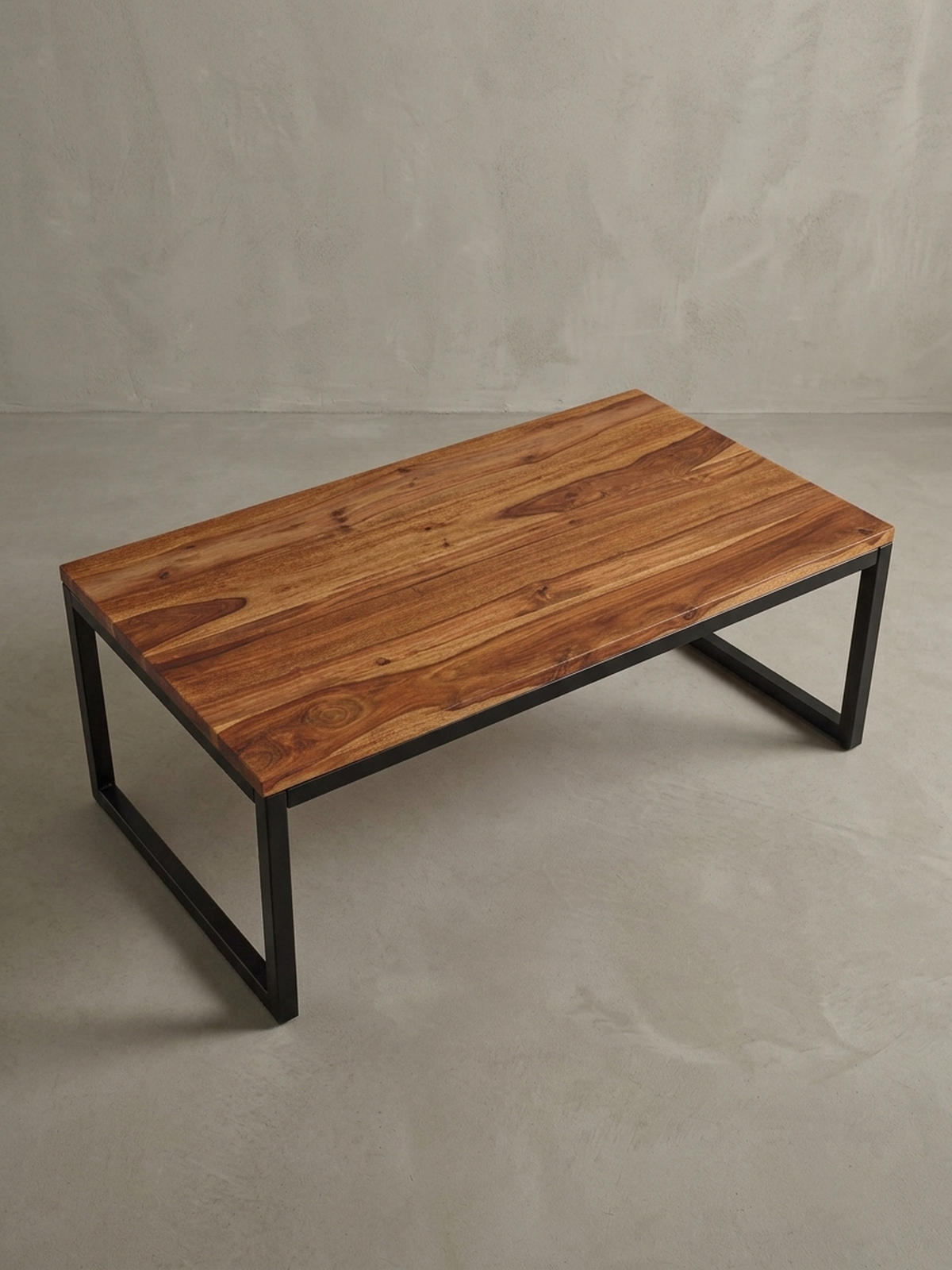 COUCHTISCH Industrie-Stil in Sheesham-Holz massiv, Unikat mit einzigartiger Maserung - Schwarz/Braun, Holz/Metall (60/110/40cm) - KADIMA DESIGN