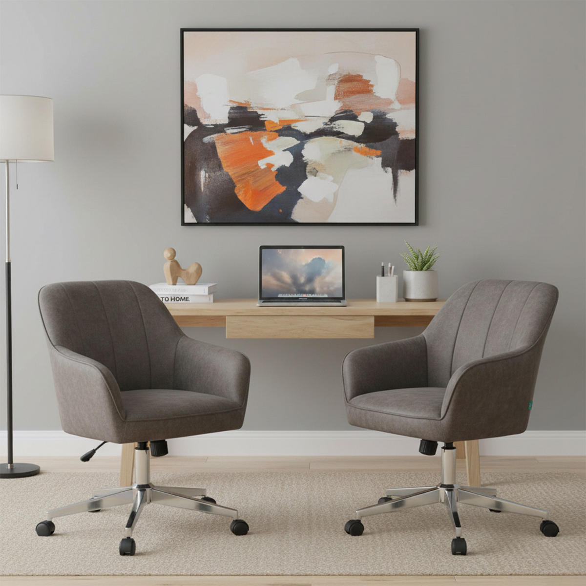 BÜROSTUHL Mika-Lian - Taupe/Chromfarben, Textil/Metall (60/84/65cm) - DUBI Möbel