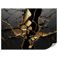 FOTOTAPETE für Wohnzimmer Schwarzer Abstrakter Marmor Gold Risse Wand 200x140 - Schwarz, Papier (200/140cm) - Muralo