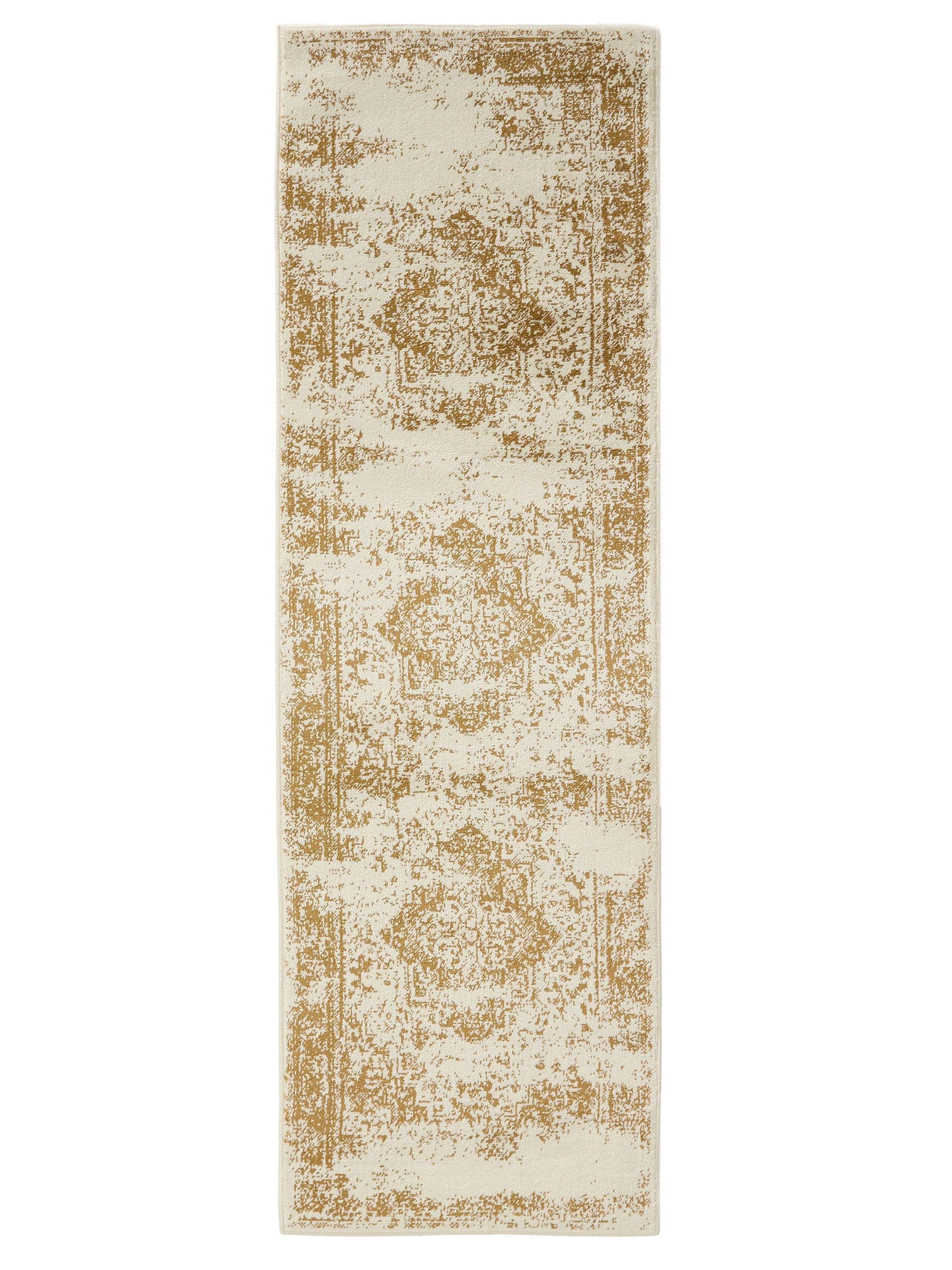 VINTAGE-LÄUFER Suki 80/240 cm - Gelb/Creme, Kunststoff (80/240cm) - benuta